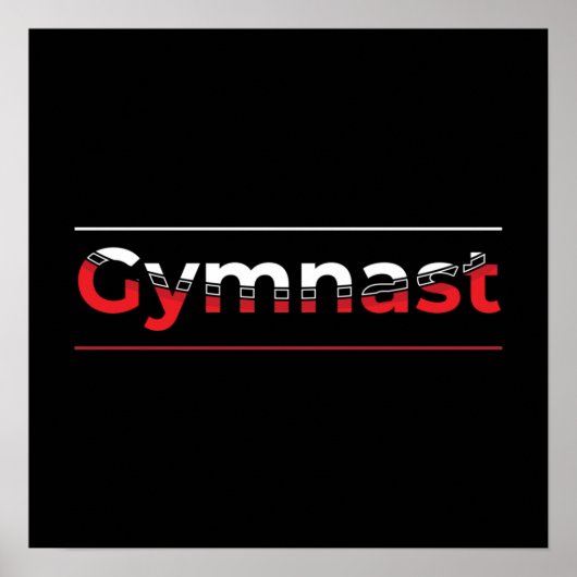 Gymnast - minimalistisch modern gymnastiek woord poster (Voorkant)