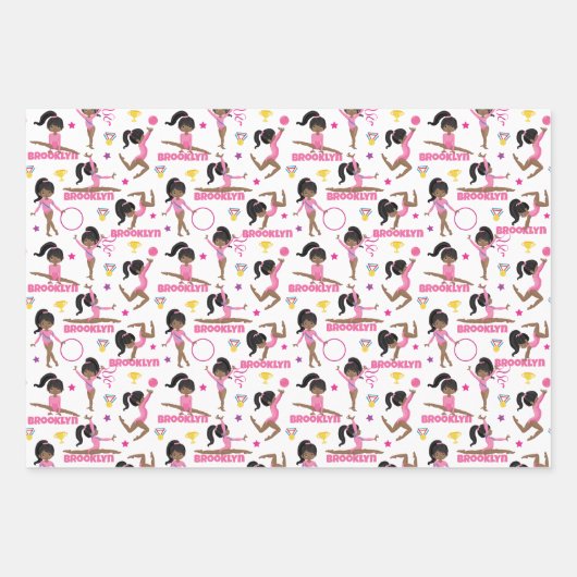 Gymnast Multicultureel Gepersonaliseerd Inpakpapier Vel (Voorkant 3)