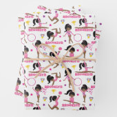 Gymnast Multicultureel Gepersonaliseerd Inpakpapier Vel (In situ)