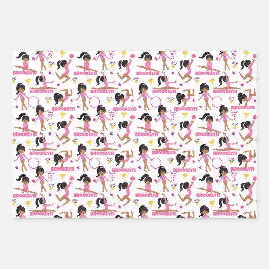 Gymnast Multicultureel Gepersonaliseerd Inpakpapier Vel (Voorkant 2)