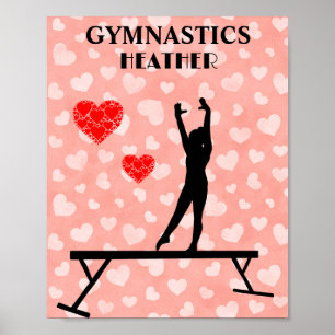 GYMNAST OP BALANSBEAM/HARTEN POSTER