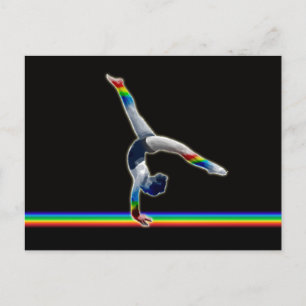 Gymnast op een regenboogstraal briefkaart