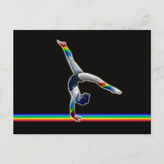 Gymnast op een regenboogstraal briefkaart