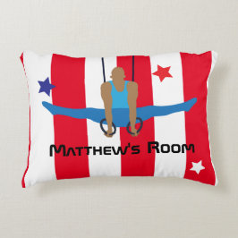 Gymnast op ringen gepersonaliseerd accent kussen