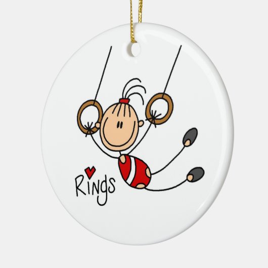 Gymnast op Ringen Keramisch Ornament (Links)