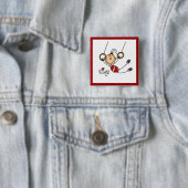 Gymnast op Ringen Vierkante Button 5,1 Cm (In situ)