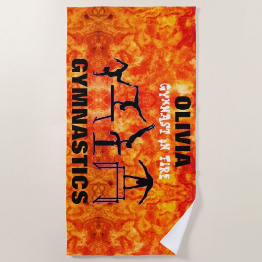 Gymnast op vuur - Meisjes Gymnastiek Strandlaken (Voorkant)