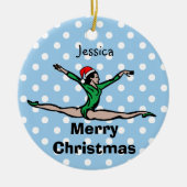 Gymnast personaliseert Leap Santa-versiering Keramisch Ornament (Voorkant)