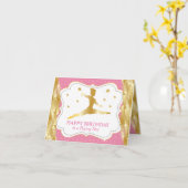 Gymnast Pink Gold Girl Happy Birthday Wishes Kaart (Gele Bloem)