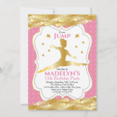 Gymnast Pink | Gold Stars Girl Birthday Party Kaart (Voorkant)