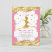 Gymnast Pink | Gold Stars Girl Birthday Party Kaart (Staand voorkant)