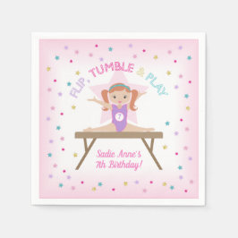 Gymnast Pink Hair Gymnastics Jump Birthday Party Servet