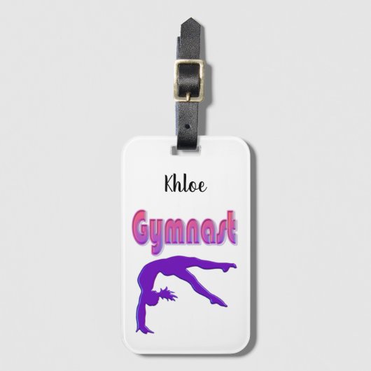 Gymnast Power Tumbling Paars Metallic Bagagelabel (Voorkant (verticaal))
