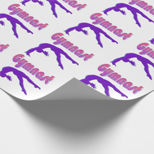 Gymnast Power Tumbling Paars Metallic Cadeaupapier