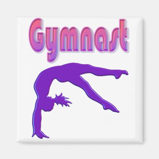 Gymnast Power Tumbling Paars Metallic Magneet (Voorkant)
