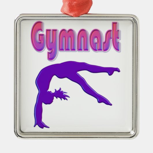 Gymnast Power Tumbling Paars Metallic Metalen Ornament (Voorkant)