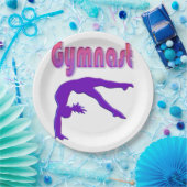 Gymnast Power Tumbling Paars Metallic Papieren Bordje (Feest)