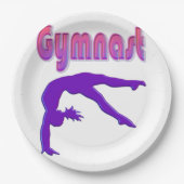 Gymnast Power Tumbling Paars Metallic Papieren Bordje (Voorkant)