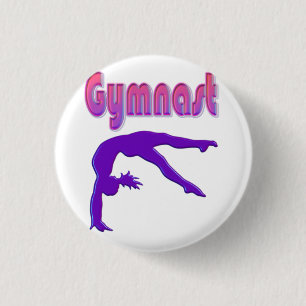 Gymnast Power Tumbling Paars Metallic Ronde Button 3,2 Cm