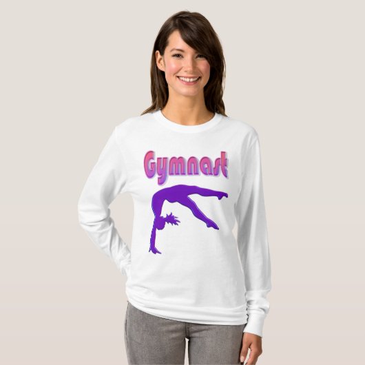 Gymnast Power Tumbling Paars Metallic T-shirt (Voorkant volledig)