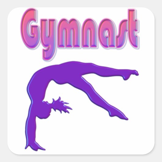 Gymnast Power Tumbling Paars Metallic Vierkante Sticker (Voorkant)