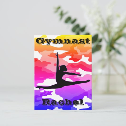 Gymnast Rainbow Camouflage Briefkaart (Staand voorkant)