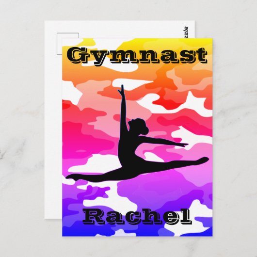 Gymnast Rainbow Camouflage Briefkaart (Voorkant / Achterkant)