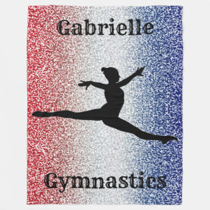 Gymnast Red, White en Blue Sparkle Fleece Deken