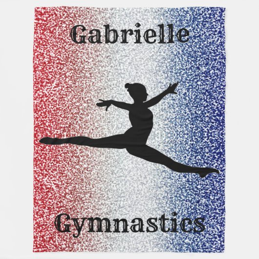 Gymnast Red, White en Blue Sparkle Fleece Deken (Voorkant)