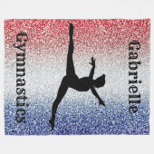 Gymnast Red, White en Blue Sparkle Fleece Deken (Voorkant (Horizontaal))