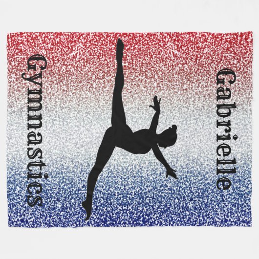 Gymnast Red, White en Blue Sparkle Fleece Deken (Voorkant (Horizontaal))