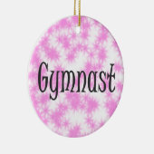 Gymnast Roze en Wit Keramisch Ornament (Rechts)