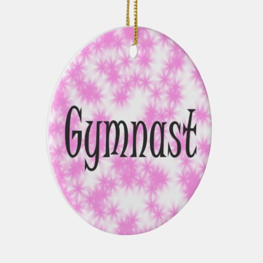 Gymnast Roze en Wit Keramisch Ornament (Rechts)