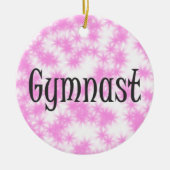Gymnast Roze en Wit Keramisch Ornament (Voorkant)