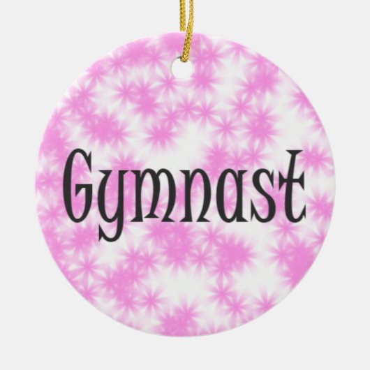 Gymnast Roze en Wit Keramisch Ornament (Voorkant)
