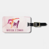 Gymnast roze gepersonaliseerd bagagelabel (Voorkant horizontaal)