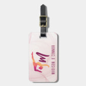 Gymnast roze gepersonaliseerd bagagelabel (Voorkant verticaal)