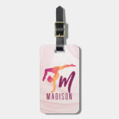 Gymnast roze gepersonaliseerd bagagelabel (Voorkant verticaal)