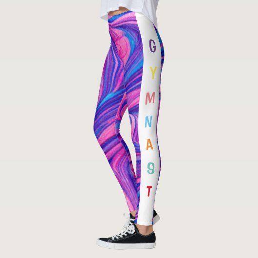 Gymnast Roze/Paarse/Blauwe Swirl Leggings (Links)