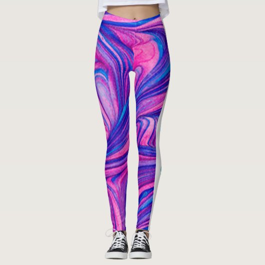 Gymnast Roze/Paarse/Blauwe Swirl Leggings (Voorkant)