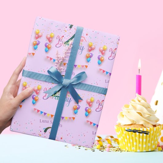 Gymnast schattige kinderen verjaarfeest met kleurr cadeaupapier