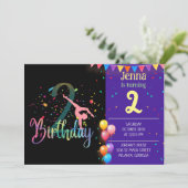 Gymnast schattige kinderen verjaarfeest met kleurr kaart (Staand voorkant)