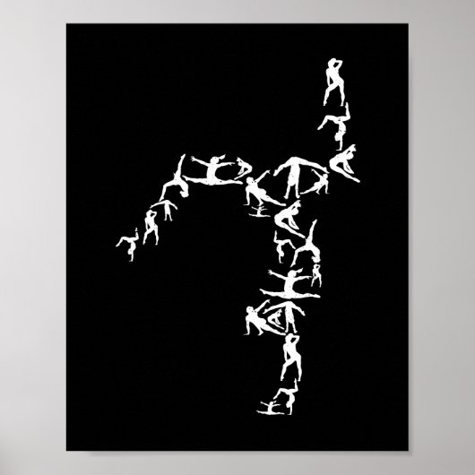 gymnast silhouette gymnastiek danshandgreep poster (Voorkant)