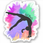 Gymnast Silhouette Kunst Sticker (Voorkant)