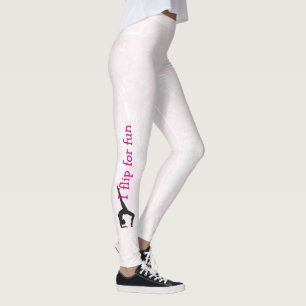 gymnast silhouette op lichtroze textuur leggings