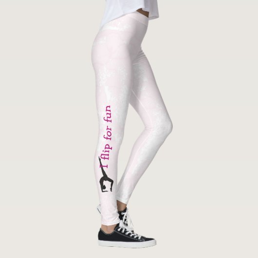 gymnast silhouette op lichtroze textuur leggings (Rechts)