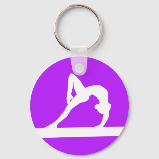 Gymnast Silhouette Sleutelhanger Paars (Voorkant)