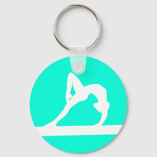 Gymnast Silhouette Sleutelhanger Turquoise (Voorkant)