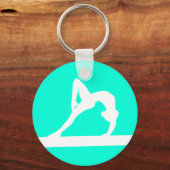 Gymnast Silhouette Sleutelhanger Turquoise (Voorkant)