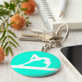Gymnast Silhouette Sleutelhanger Turquoise (Zijkant)